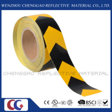 Rollos de pegatina reflectante de PVC negro y amarillo con flecha (C3500-AW)